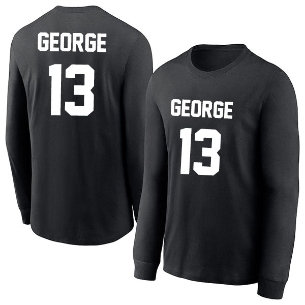 Paul George 13 Long Sleeve Tshirt Black/White Style08092761