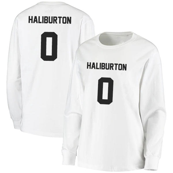 Tyrese Haliburton 0 Long Sleeve Tshirt Black/White Style08092759