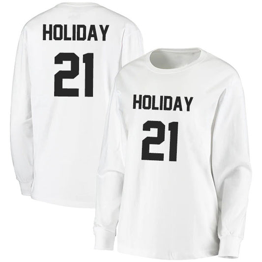 Jrue Holiday 21 Long Sleeve Tshirt Black/White Style08092788