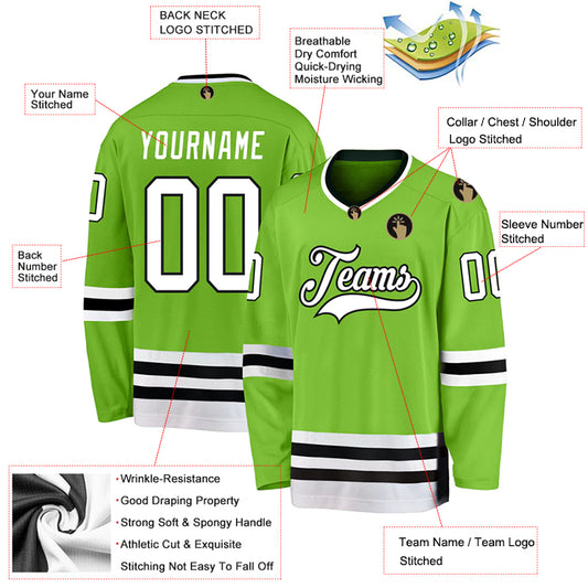 Hockey Stitched Custom Jersey - Light Green / Font White