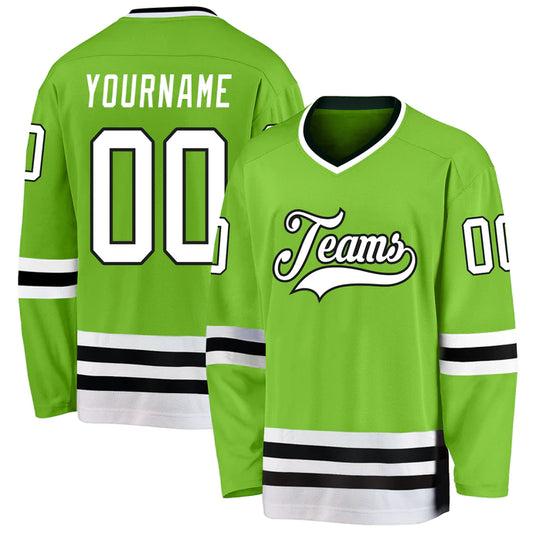 Hockey Stitched Custom Jersey - Light Green / Font White
