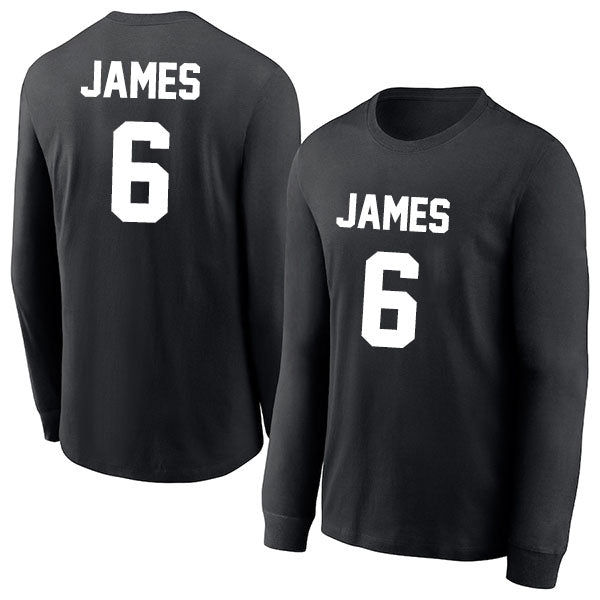 LeBron James 6 Long Sleeve Tshirt Black/White Style08092757