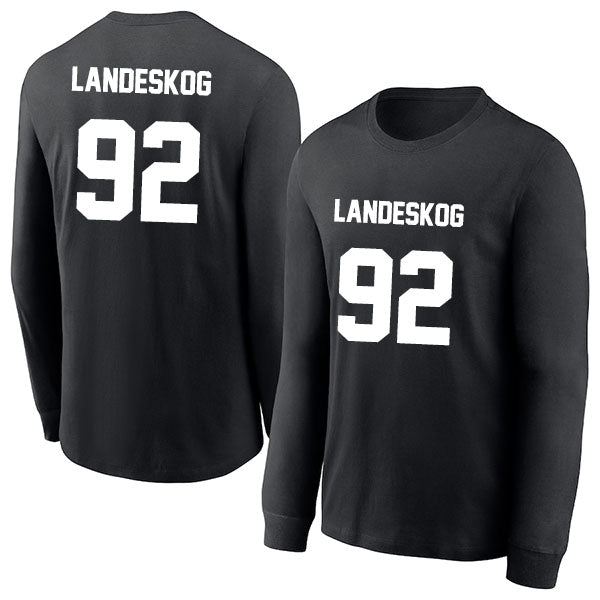 Gabriel Landeskog 92 Long Sleeve Tshirt Black/White Style08092722