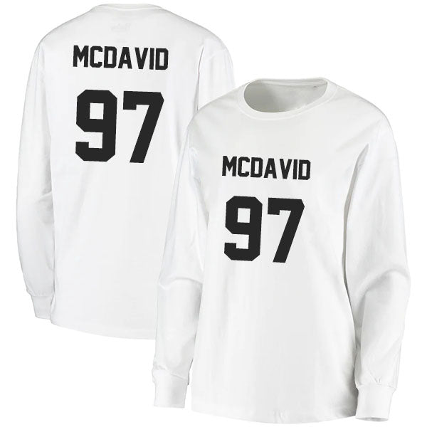 Connor McDavid 97 Long Sleeve Tshirt Black/White Style08092701