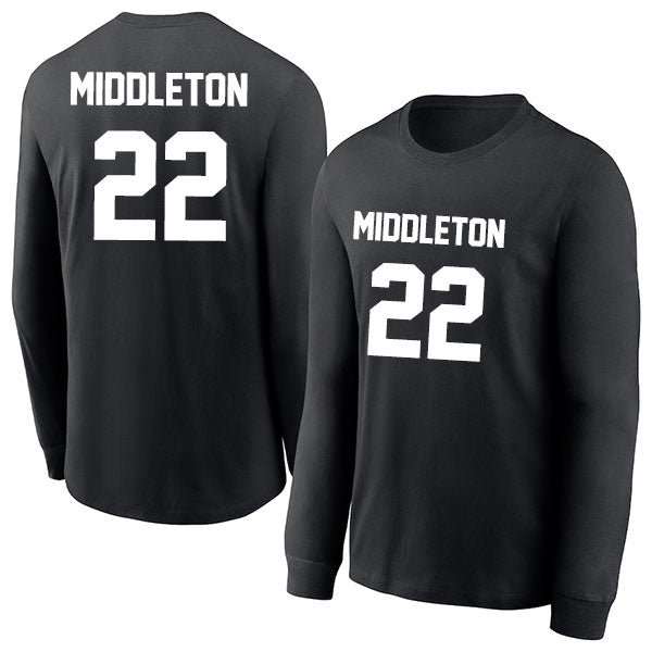 Khris Middleton 22 Long Sleeve Tshirt Black/White Style08092789