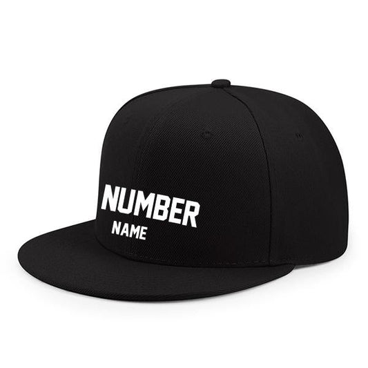 Customized Flat Adjustable Baseball Cap - Black