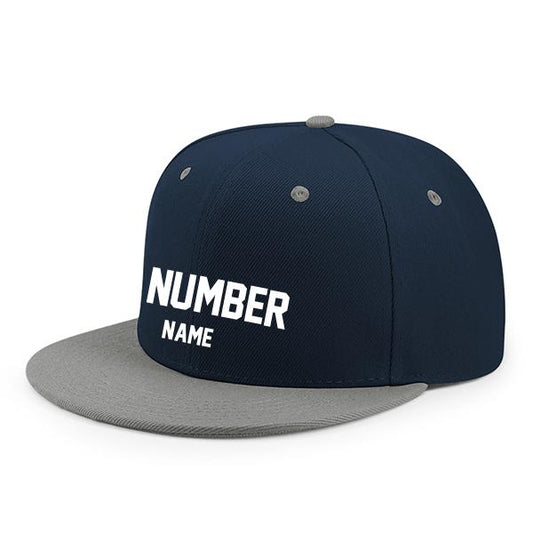 Customized Flat Adjustable Baseball Cap - Navy Grey