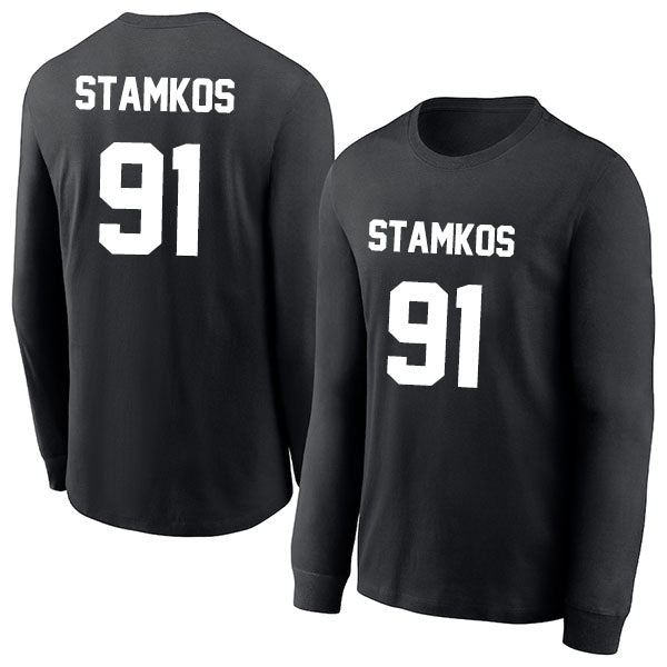 Steven Stamkos 91 Long Sleeve Tshirt Black/White Style08092711