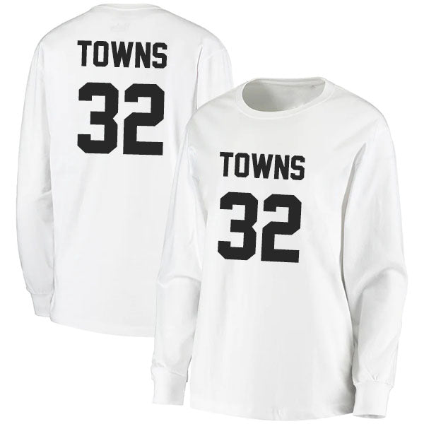 Karl-Anthony Towns 32 Long Sleeve Tshirt Black/White Style08092755