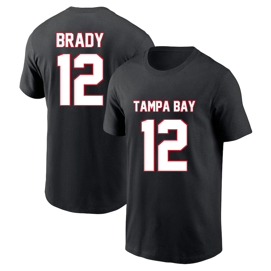 Tampa Bay Brady 12 Short Sleeve Tshirt Red/White/Grey/Black/Navy/Style20082203