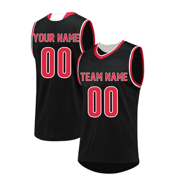 Basketball Stitched Custom Jersey - Black / Font Red Style06052207