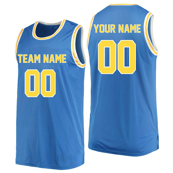 Basketball Stitched Custom Jersey - Blue / Font Yellow Style06052215