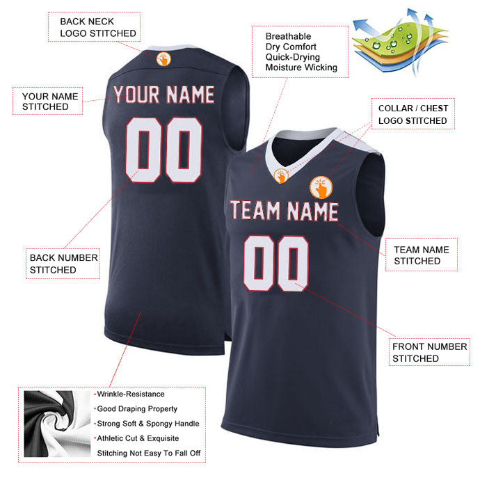 Basketball Stitched Custom Jersey - Navy / Font White Style06052203