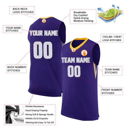 Basketball Stitched Custom Jersey - Purple / Font White Style06052219