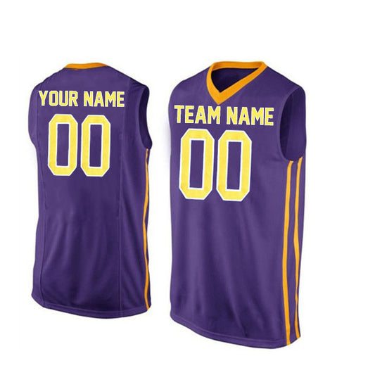 Basketball Stitched Custom Jersey - Purple / Font Yellow Style06052208