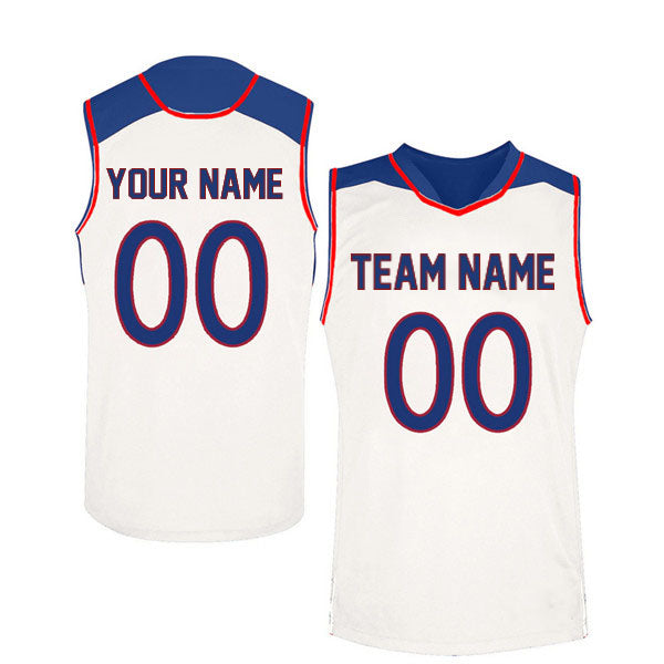 Basketball Stitched Custom Jersey - White / Font Blue Style06052205