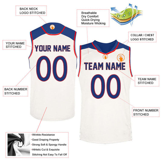 Basketball Stitched Custom Jersey - White / Font Blue Style06052205