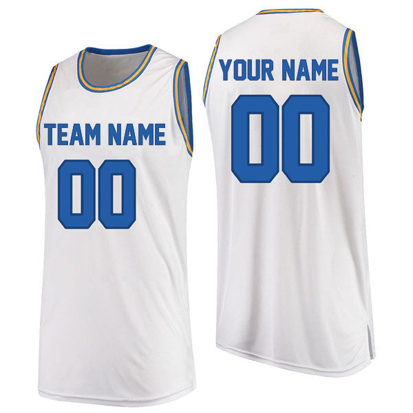 Basketball Stitched Custom Jersey - White / Font Blue Style06052215