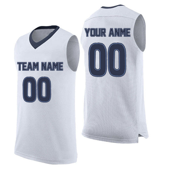 Basketball Stitched Custom Jersey - White / Font Navy Style06052217