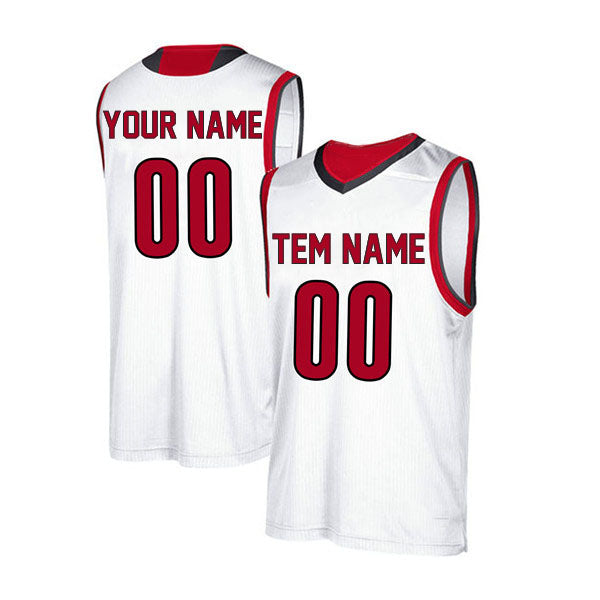 Basketball Stitched Custom Jersey - White / Font Red Style06052207