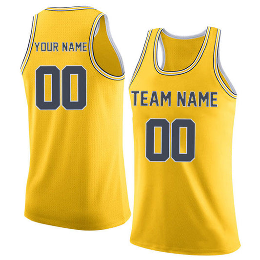 Basketball Stitched Custom Jersey - Yellow / Font Navy Style06052209
