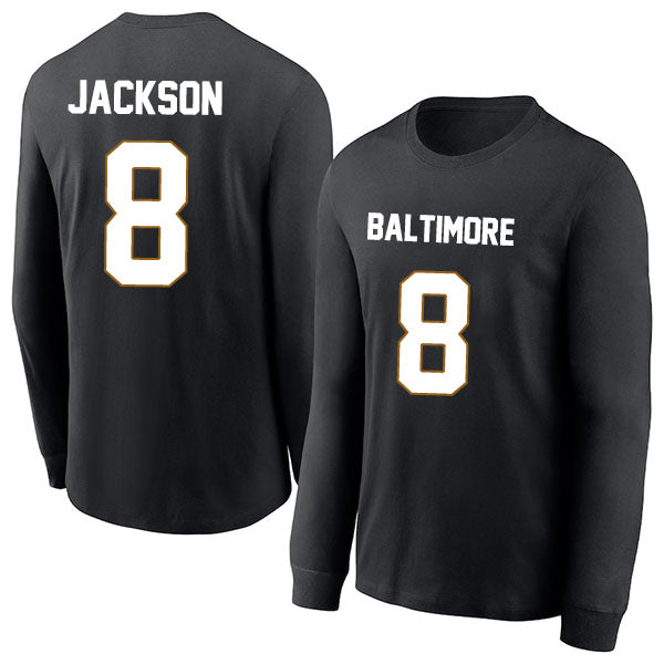Baltimore Jackson 8 Long Sleeve Tshirt Black/Purple/White Style08092246