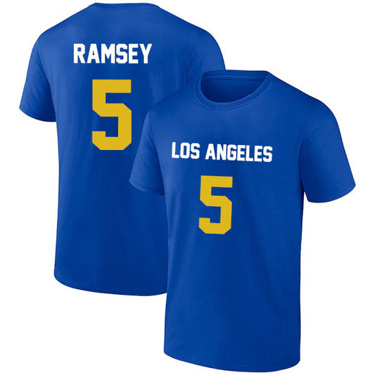 Los Angeles Ramsey 5 Short Sleeve Tshirt Blue/White Style03092206