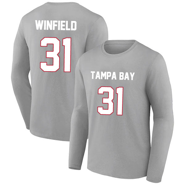 Tampa Bay Winfield 31 Long Sleeve Tshirt Red/Gray/White Style08092261
