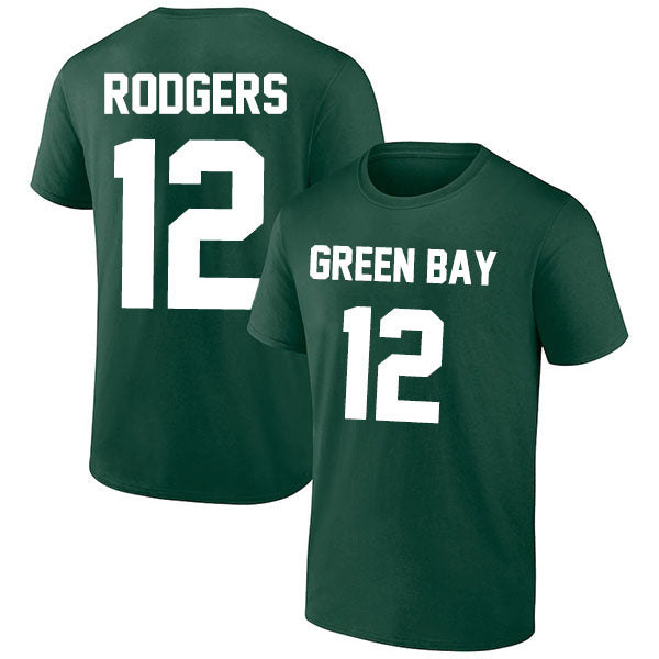 Green Bay Rodgers 12 Short Sleeve Tshirt Green/White Style03092201