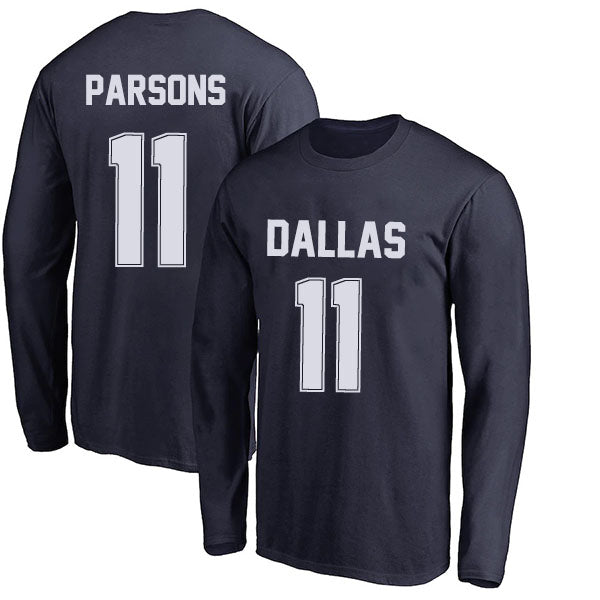 Dallas Parsons 11 Long Sleeve Tshirt Navy/Gray/White Style08092223