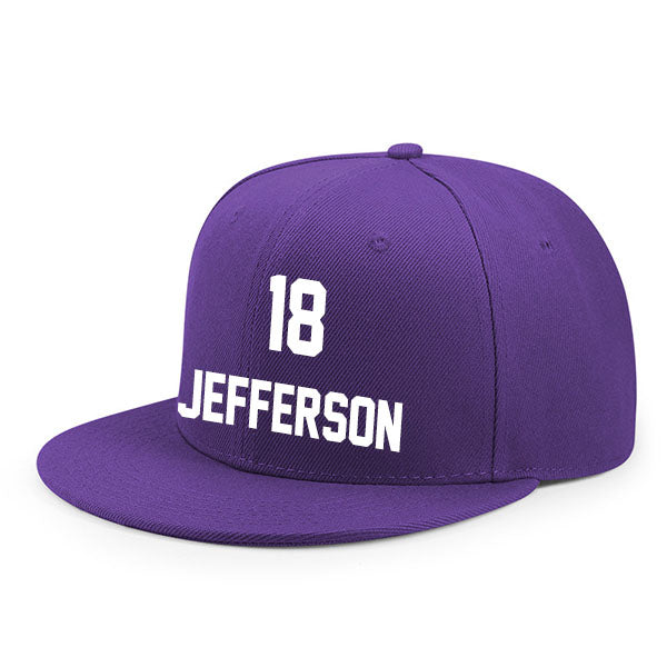 Minnesota Jefferson 18 Flat Adjustable Baseball Cap Black/Purple/White Style08092354