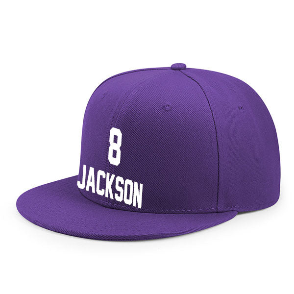 Baltimore Jackson 8 Flat Adjustable Baseball Cap Black/Purple/White Style08092432
