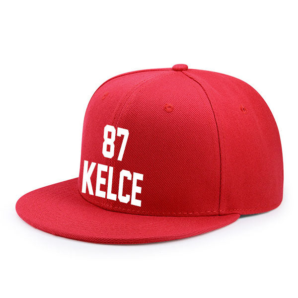 Kansas City Kelce 87 Flat Adjustable Baseball Cap Black/Red/White Style08092360
