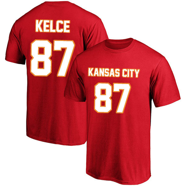 Kansas City Kelce 87 Short Sleeve Tshirt Red/White Style05092206