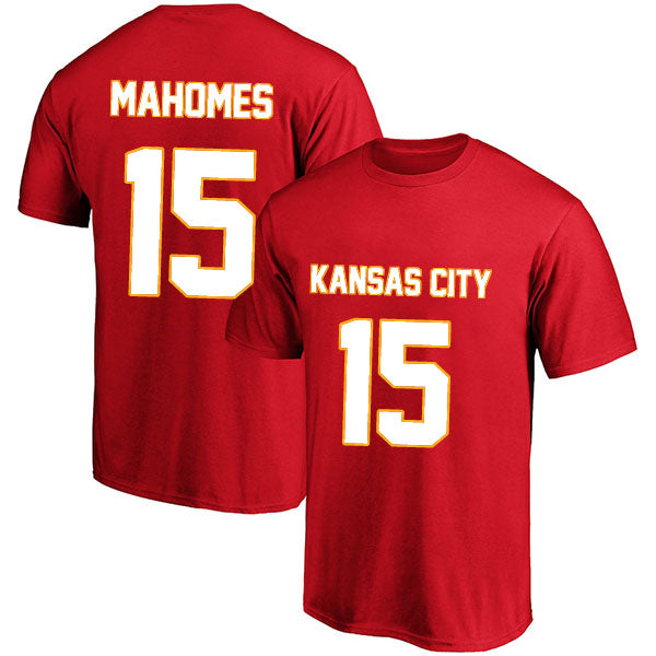 Kansas City Mahomes 15 Short Sleeve Tshirt Red/White Style03092211