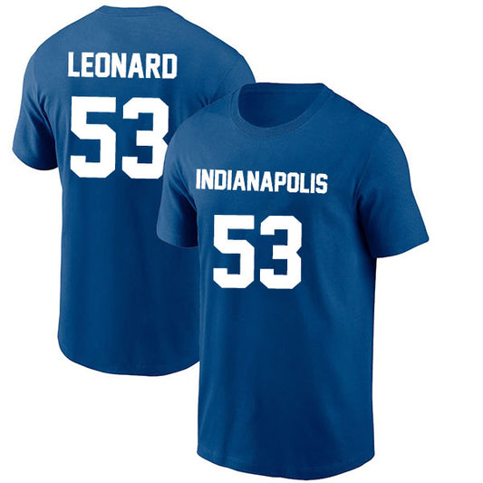Indianapolis Leonard 53 Short Sleeve Tshirt Royal/White Style08092278