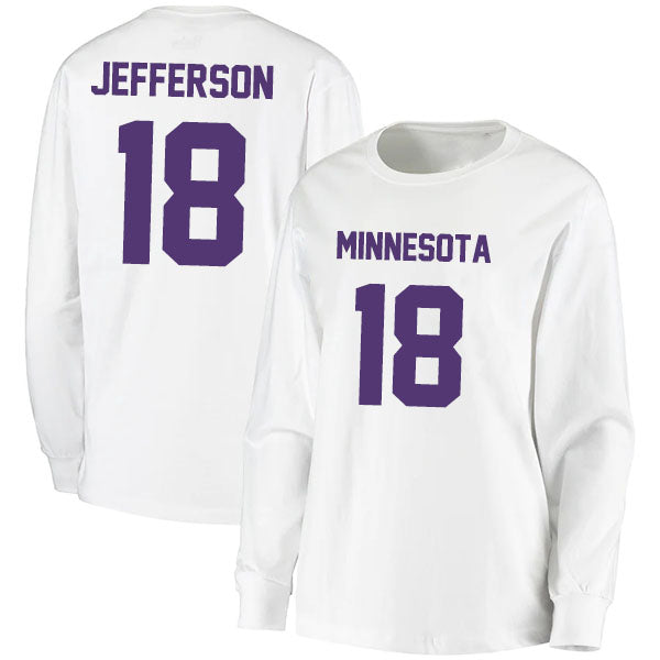 Minnesota Jefferson 18 Long Sleeve Tshirt Purple/White Style08092224