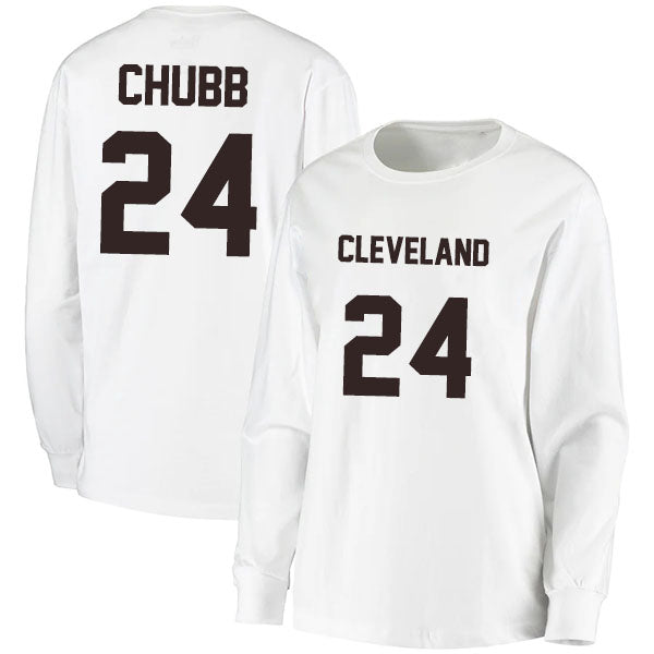 Cleveland Chubb 24 Long Sleeve Tshirt Brown/White Style08092259