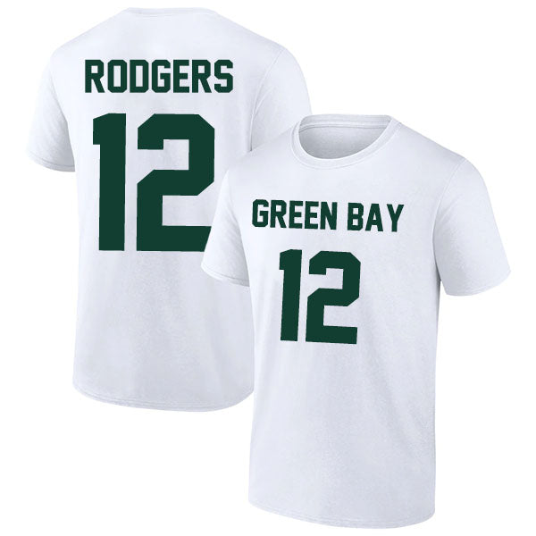 Green Bay Rodgers 12 Short Sleeve Tshirt Green/White Style03092201
