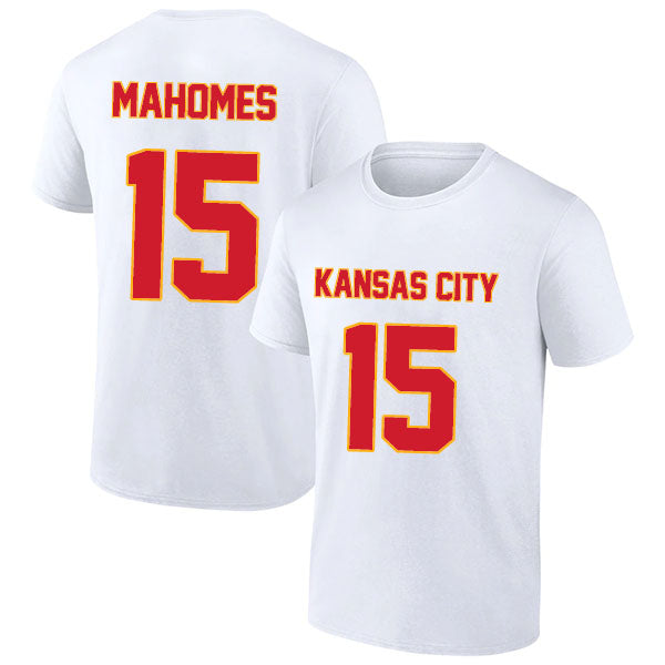 Kansas City Mahomes 15 Short Sleeve Tshirt Red/White Style03092211