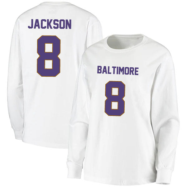 Baltimore Jackson 8 Long Sleeve Tshirt Black/Purple/White Style08092246