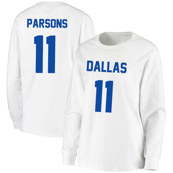 Dallas Parsons 11 Long Sleeve Tshirt Navy/Gray/White Style08092223
