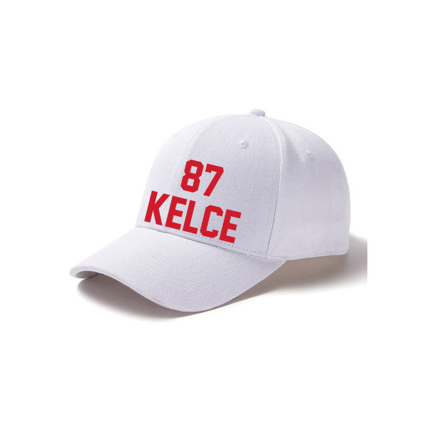 Kansas City Kelce 87 Curved Adjustable Baseball Cap Black/Red/White Style08092404