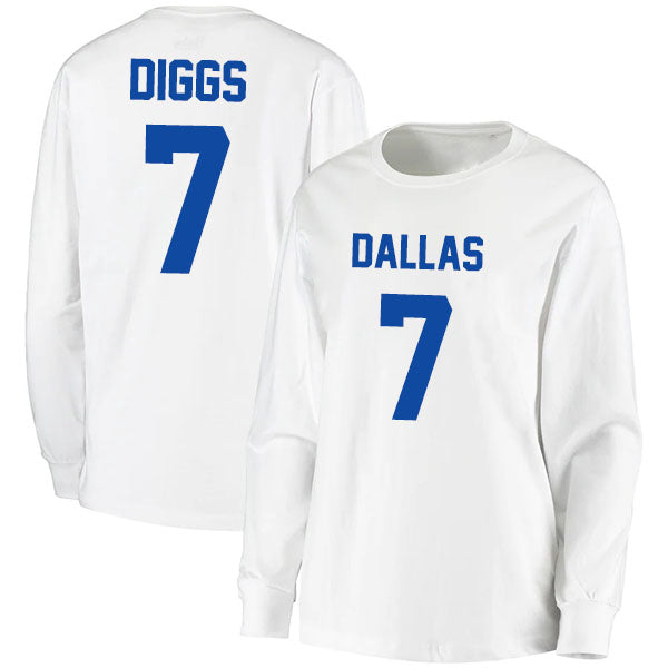 Dallas Diggs 7 Long Sleeve Tshirt Navy/White/Grey Style05092211